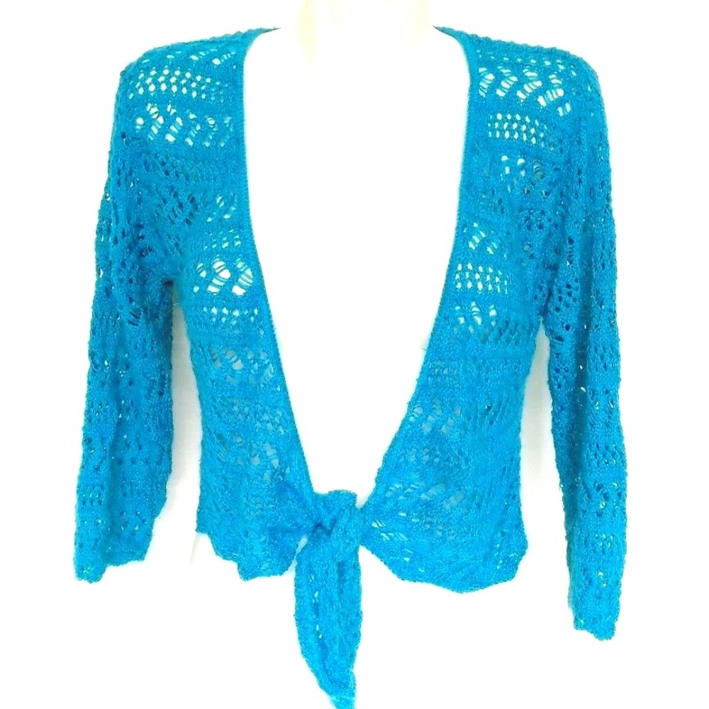 Mixit Women's Open Cropped Sweater Blue S/M